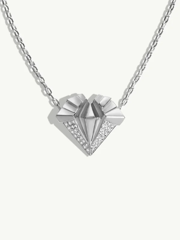 Meaningful Necklaces-Alexandria Pendant Necklace With Brilliant Pavé-Set Diamond In 18K White Gold, 25mm