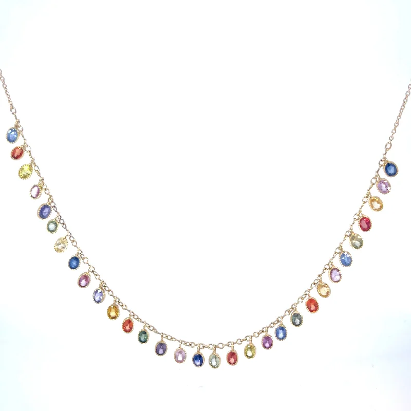 Topaz Necklaces-John Apel Multi Color Sapphire Cleo Necklace