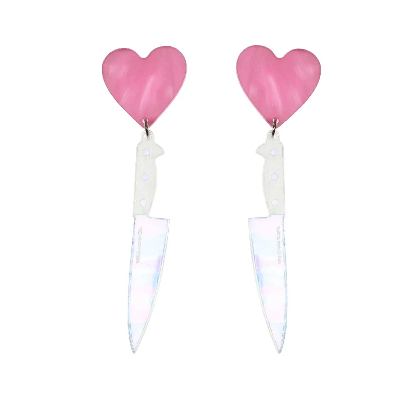 Luxury Pearl Earrings for Women-I Heart Knives Earrings in SWEET