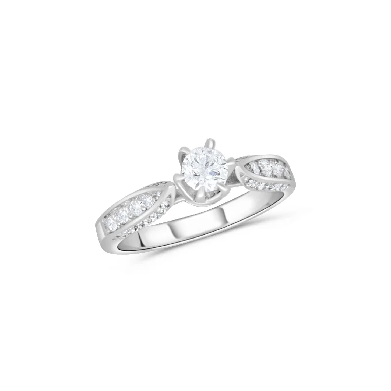 Wedding Rings with Custom Engraving-Diamond Ring - 03887