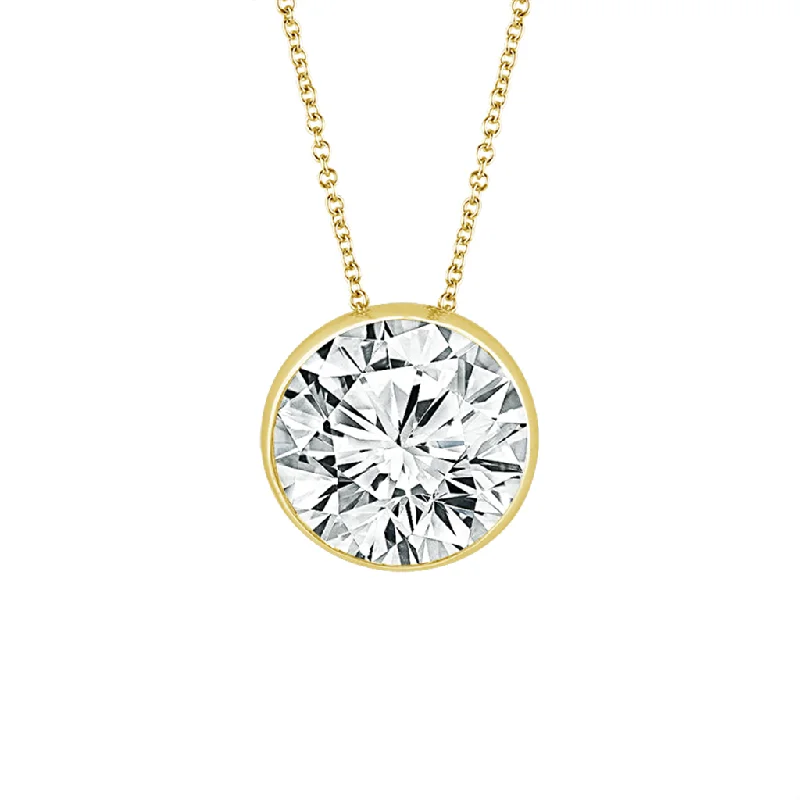 Chakra Necklaces-14K Yellow Gold Lab Grown Diamonds Solitaire Pendant Necklace