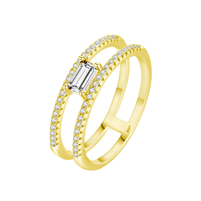 Affordable Designer Engagement Rings-Baguette Double Pave Band