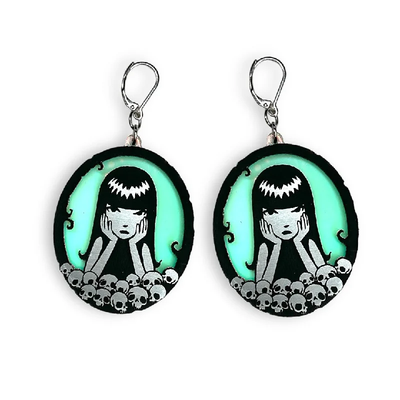 Custom Gemstone Earrings-Emily The Strange® Misery Loves Company Hook Earrings