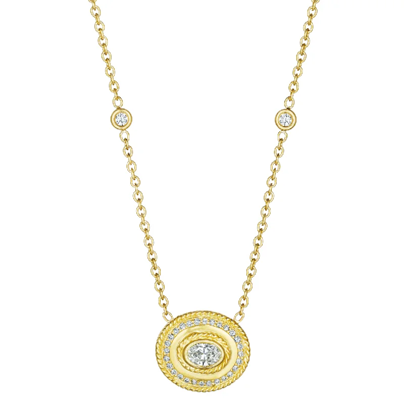 Romantic Necklaces-Penny Preville Oval Diamond Pendant Necklace