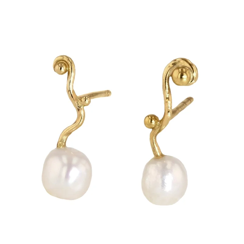 Colorful Drop Hoop Earrings for Women-Seafire 18K & 22K Gold Earrings w. Pearls