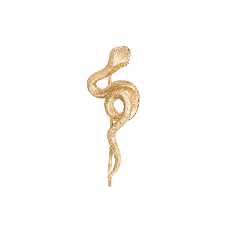 Designer Gemstone Earrings for Women-Snakes 18K Gold Earring w. Diamonds