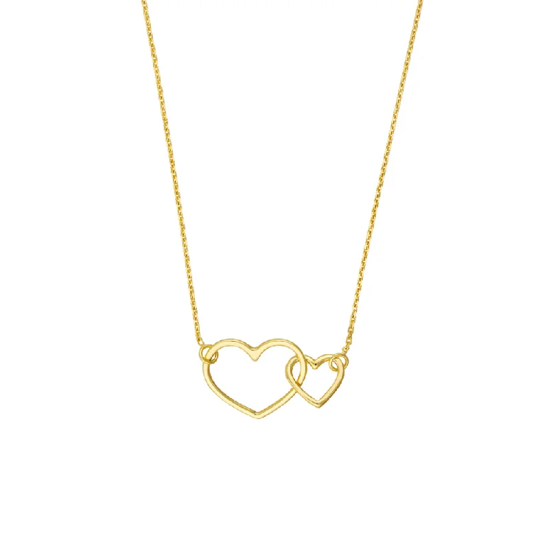 Handmade Necklaces-14K Yellow Gold Interlocked Open Hearts Necklace