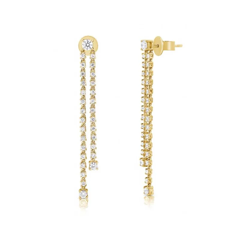 Sparkling Designer Earrings-Diamond Stud Cascade Earrings