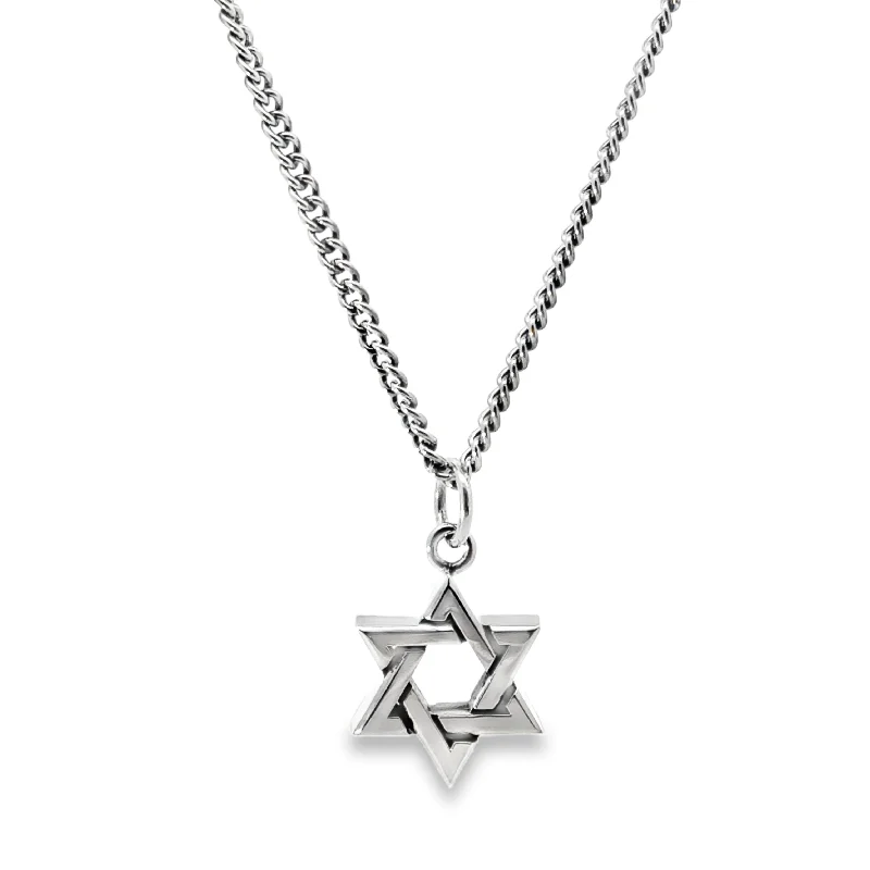 Antique Silver Necklaces-King Baby Star of David Chain Necklace