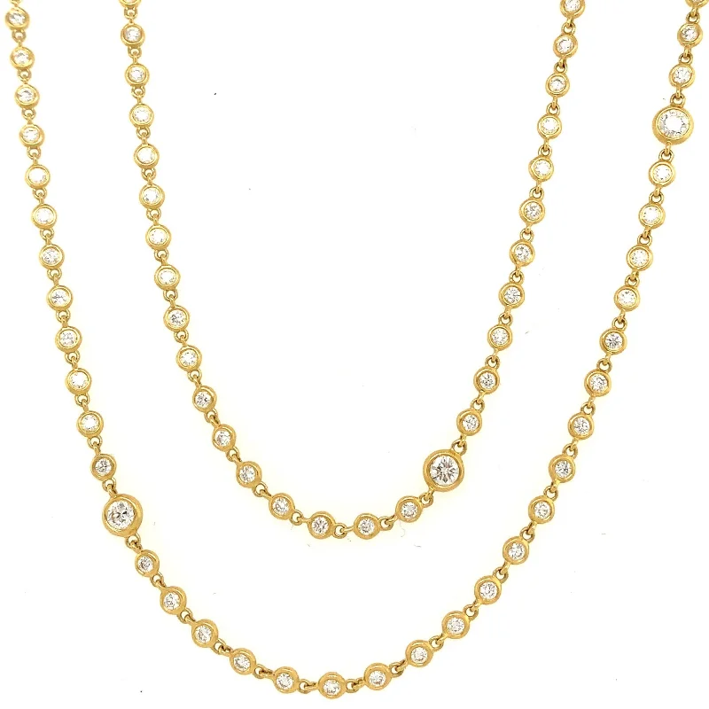 Men's Necklaces-Long Diamond Bezel Rain Chain Necklace