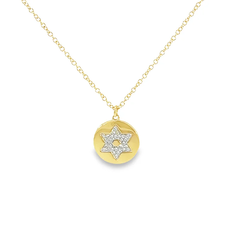 Boutique Necklaces-Shy Creation Diamond Star of David Disc Necklace