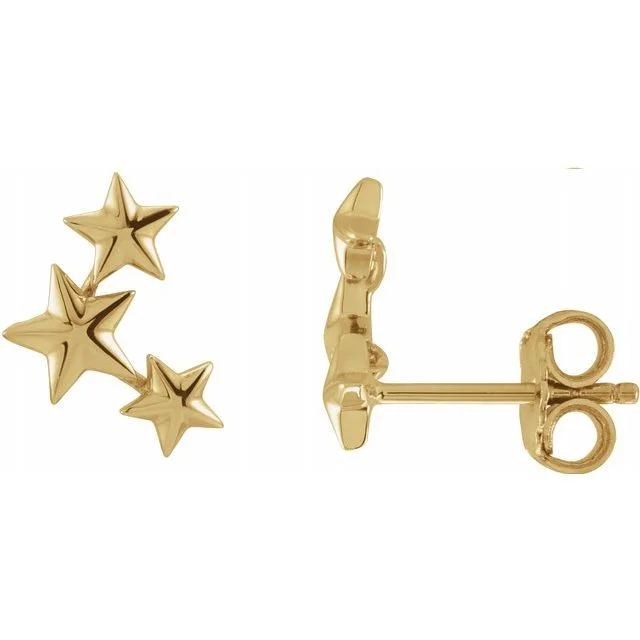 Custom Silver Earrings-Gold Star Crawler Earrings