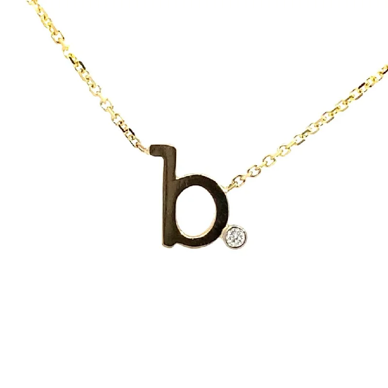 Cross Necklaces-14K Yellow Gold B Initial Diamond Necklace