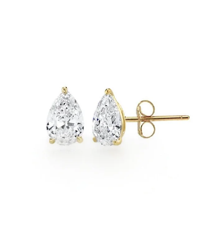 Simple Drop Earrings for Women-Solid 14K Gold Leona Stud Earrings