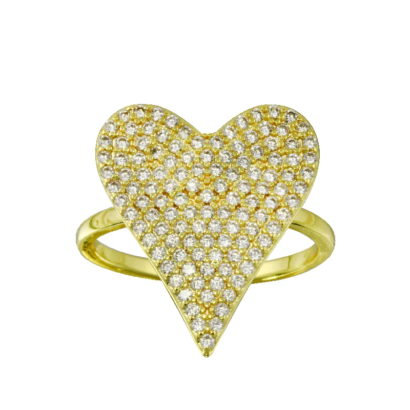 Custom Heart-Shaped Wedding Rings-Open Pave Heart Ring