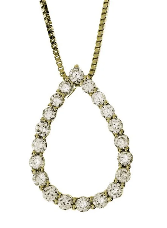 Choker Necklaces-14K Yellow Gold Diamond Pear Pendant Necklace