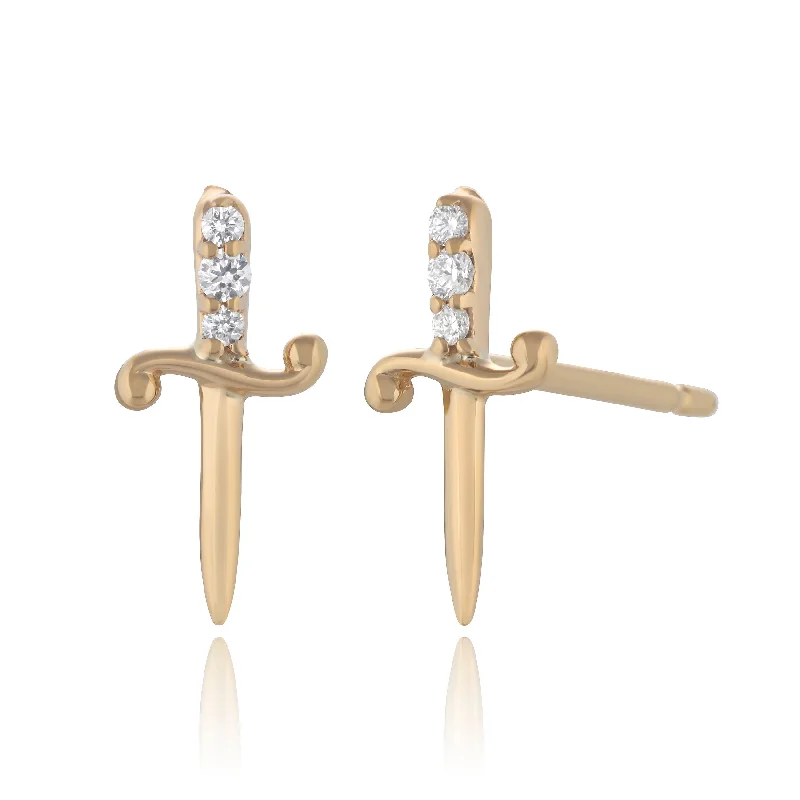 Unique Crystal Earrings-Diamond Dagger Stud Earrings