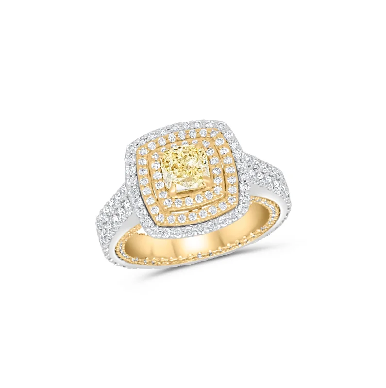 Designer Silver Promise Rings-Fancy Yellow Ring 04947