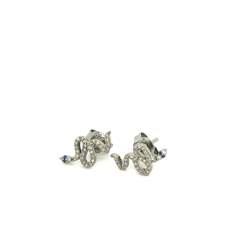 Small Drop Earrings-Diamond Coiled Snake Stud Earrings