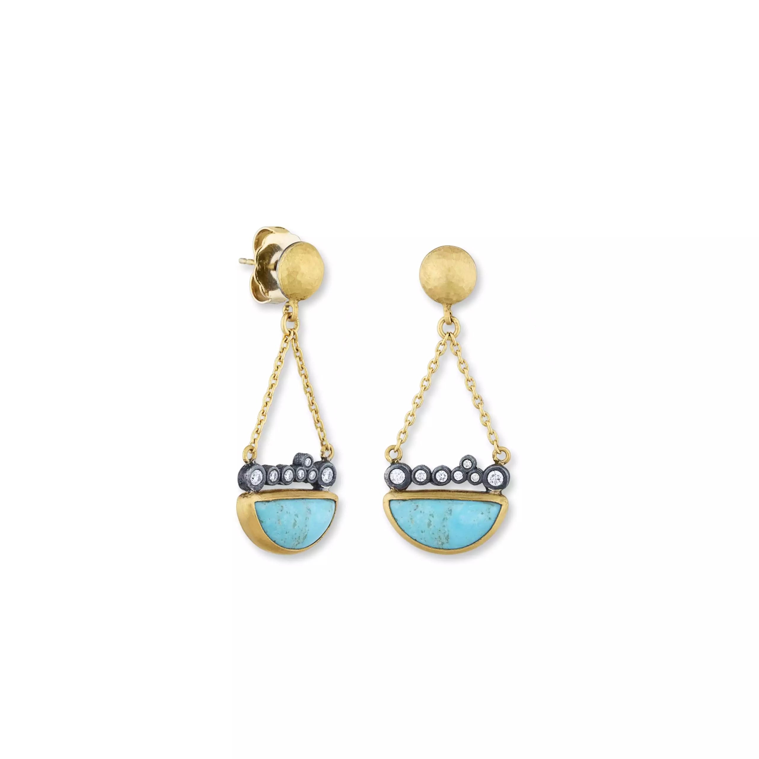 Handmade Gold Earrings-Lika Behar Turquoise Dangle Earring