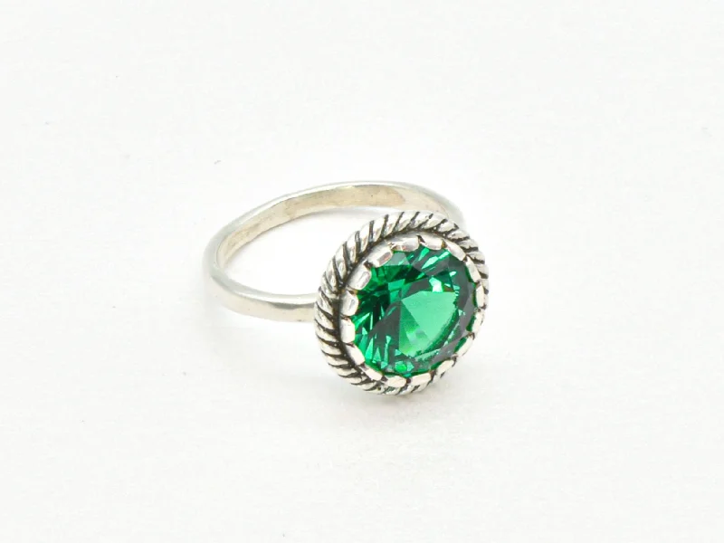 Customizable Engagement Rings for Men-Solitaire Emerald Ring - Green Round Ring - May Birthstone Ring