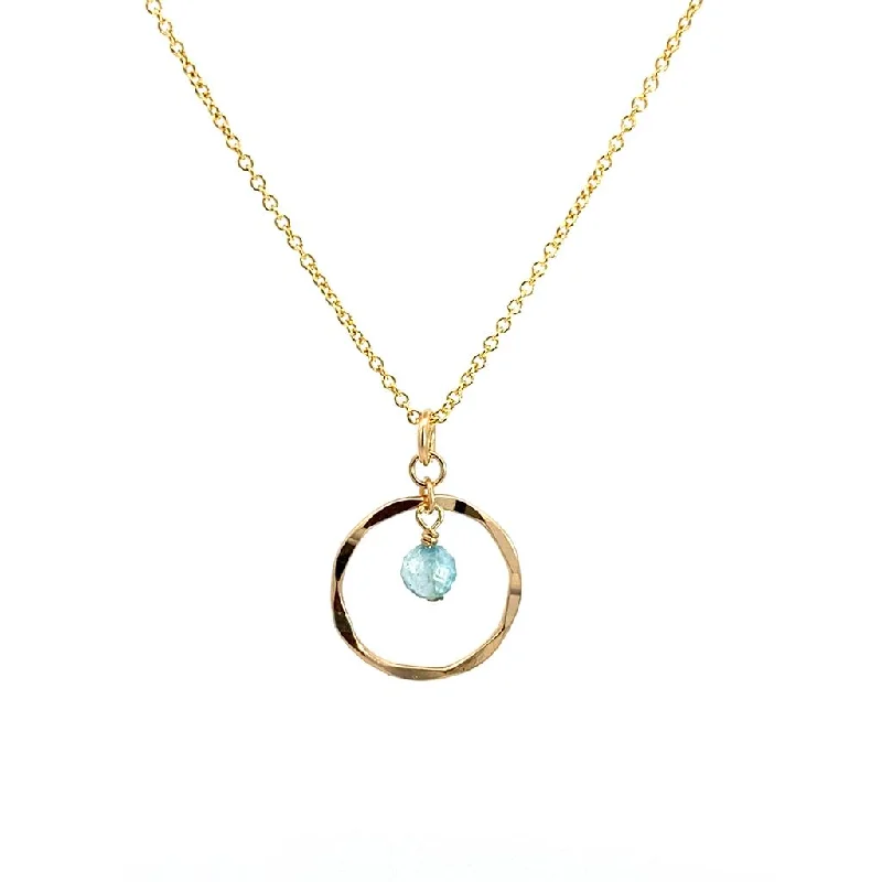 Personalized Gold-Plated Necklaces-December Birthstone Necklace: Yellow Gold Filled Necklace With Blue Topaz Bead