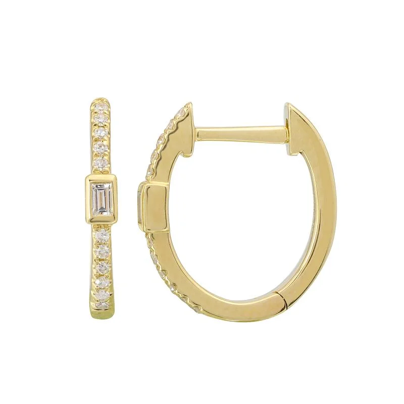 Statement Drop Earrings-Diamond Baguette Everyday Huggies