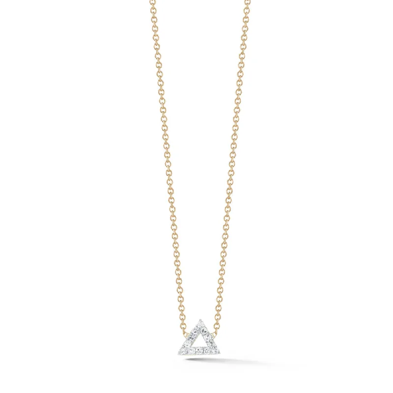 Adjustable Pendant Chain Necklaces-*14kt Gold Mini Diamond Triangle Necklace