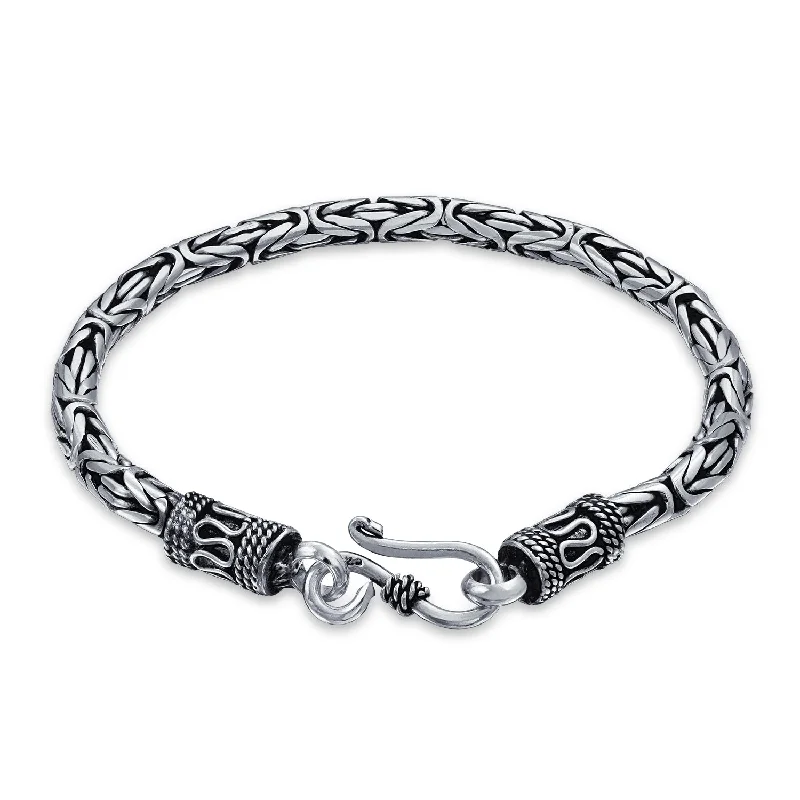 Customizable Bracelets for Kids-Bali Byzantine Chain Link Bracelet Antiqued  Sterling Silver Handcrafted in Thailand