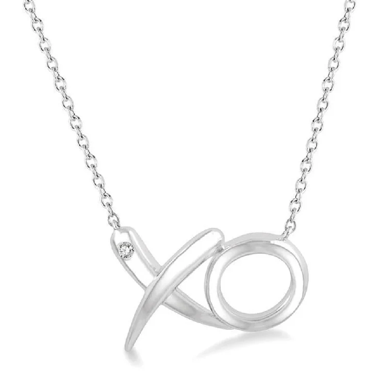 Pearl Pendant Necklaces-Sterling Silver Diamond XO Necklace