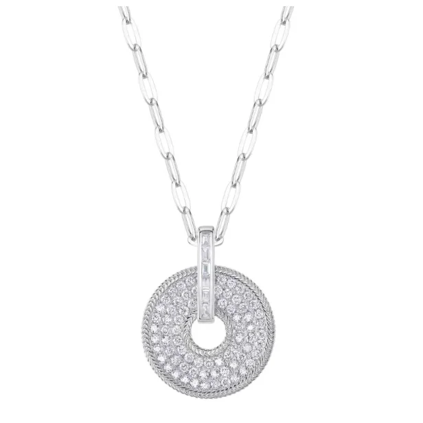 Unique Pendant Necklaces-Shy Creation Pave Diamond Spinner Disc Necklace