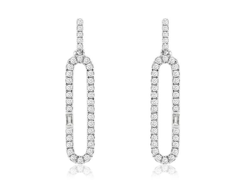 Elegant Drop Stud Earrings-Diamond Paperclip Drop Earrings