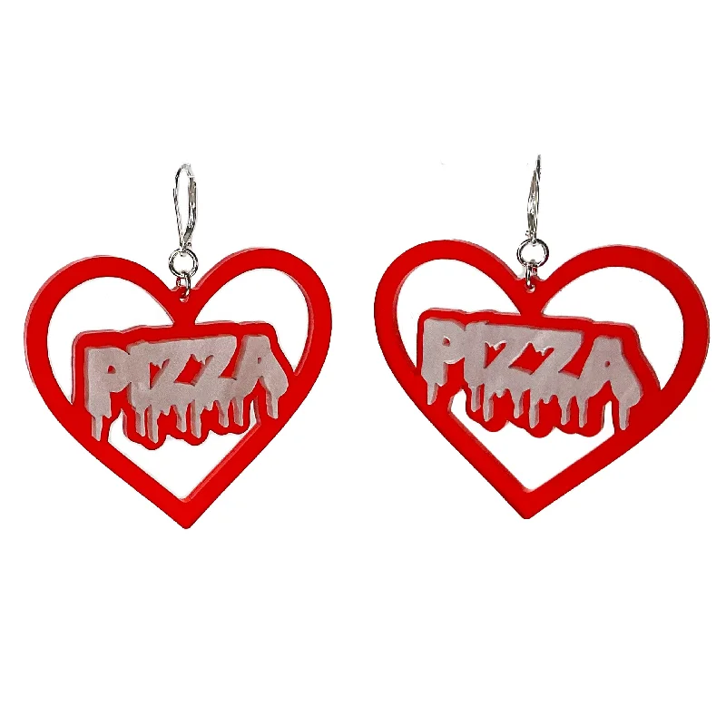 Large Crystal Earrings-Last Chance! True Love (It's Pizza) Door Knocker Earrings