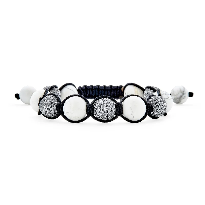 Stackable Bracelets for Women-Black Navy Blue Gold Tone Bead Strand Bracelet with Pave Crystal Ball for Men