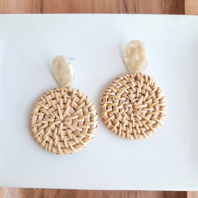 Customizable Drop Earrings-Dominica Earrings - Dark Rattan