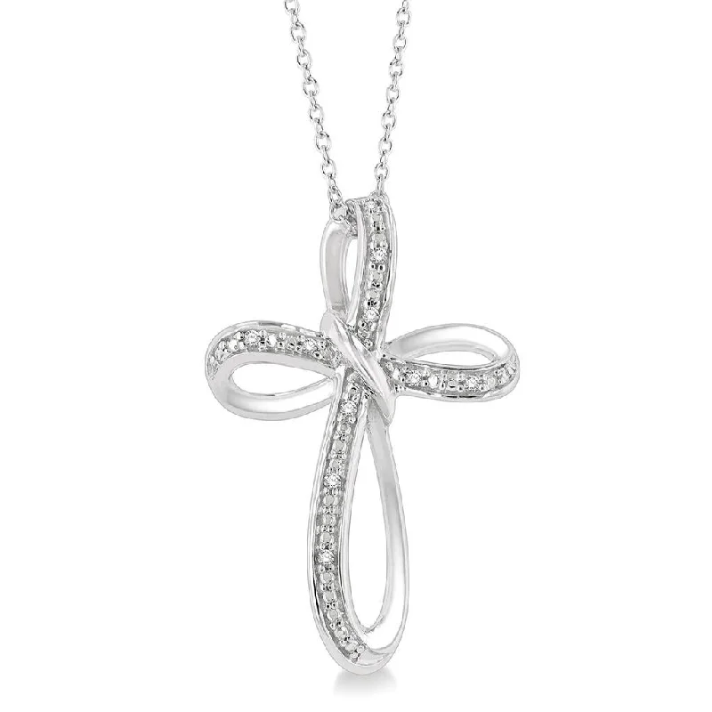 Romantic Necklaces-Sterling Silver Infinity Diamond Cross Pendant Necklace