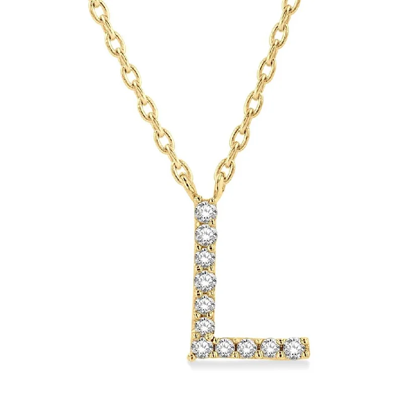 Trendy Necklaces-10K Yellow Gold L Initial Diamond Necklace