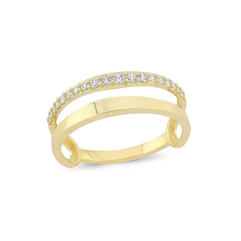 Fashionable Wedding Rings-Parallel Diamonds Ring