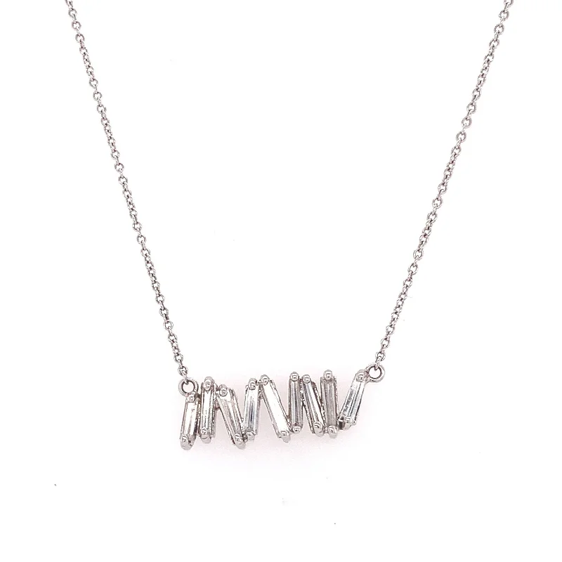 Luxury Gemstone Necklaces-Zig-Zag Baguette Necklace