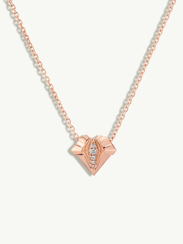 Gold Chain Necklaces-Alexandria Pendant Necklace With Brilliant Pavé-Set Diamonds In 18K Rose Gold, 13mm