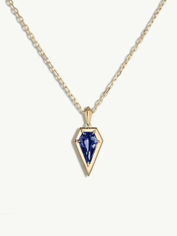 Unique Pendant Necklaces-Aphrodite Amulet Necklace With Blue Iolite Gemstone In 18K Yellow Gold