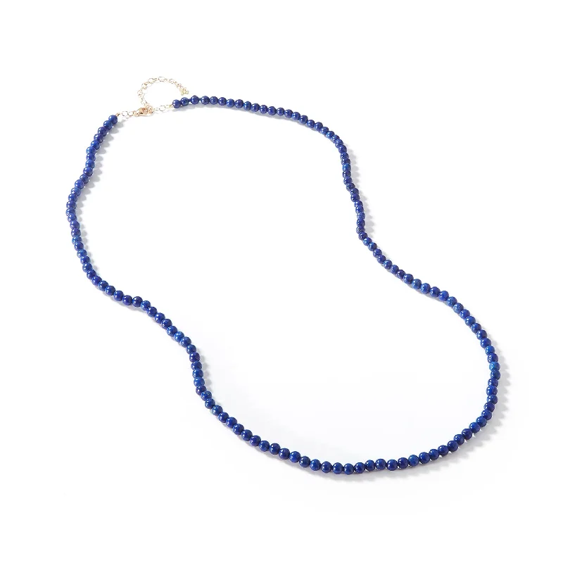 Fashion Jewelry Necklaces-14kt Lapis Beaded Necklace 22"