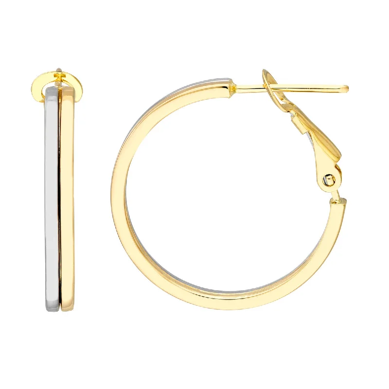 Silver and Gold Earrings for Women-Medium Two-Tone Gold Hoop Earrings