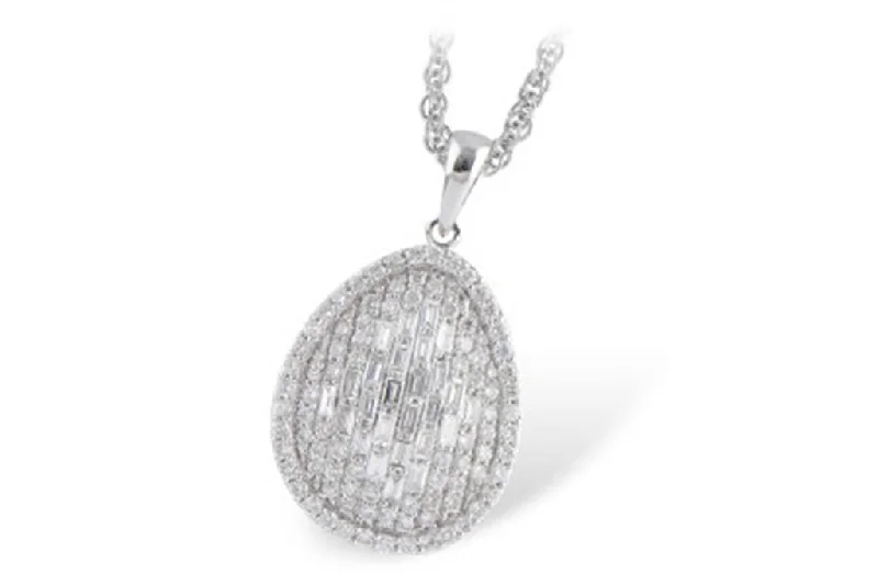 Ruby Necklaces-14K White Gold Diamond Pear Pendant Necklace