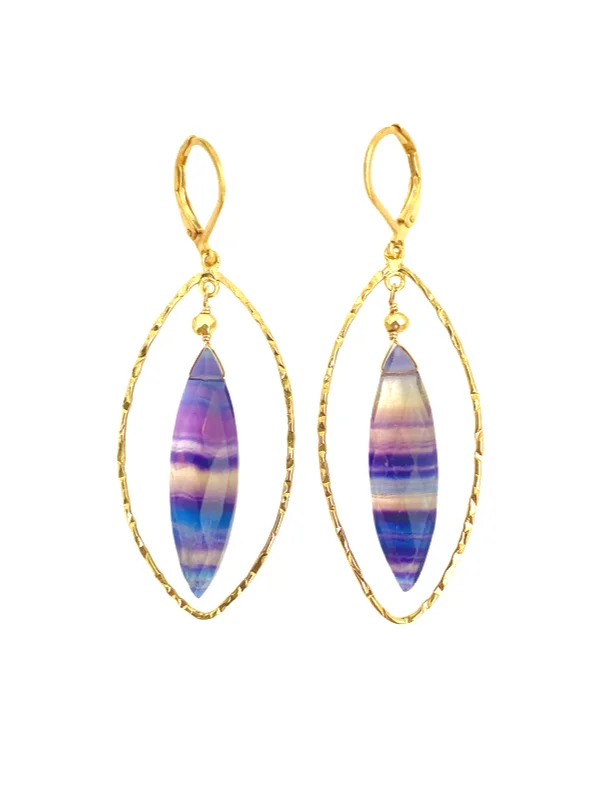 Classic Pearl Drop Earrings-Marquis Fluorite Earrings