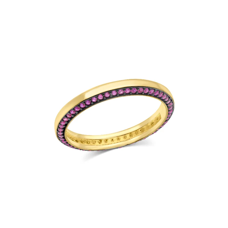 Classic Wedding Bands with Personalization-Twilight Pink Ring