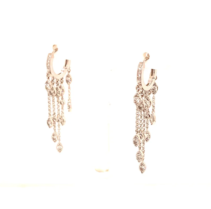 Elegant Gemstone Drop Earrings-Diamond Dangle Huggy Earrings