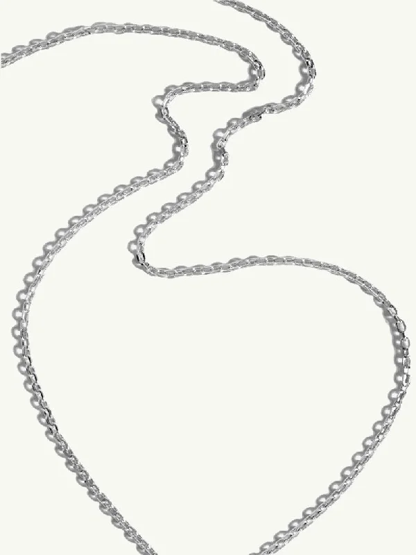 Chunky Necklaces-Diamond Cut Cable Chain Necklace In 18K White Gold, 2.2mm