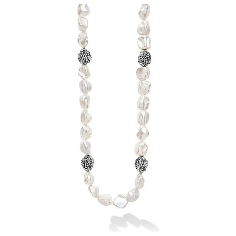 Heart Necklaces-Lagos Sterling Silver Fleur Keishi Pearl Strand Necklace, 18"