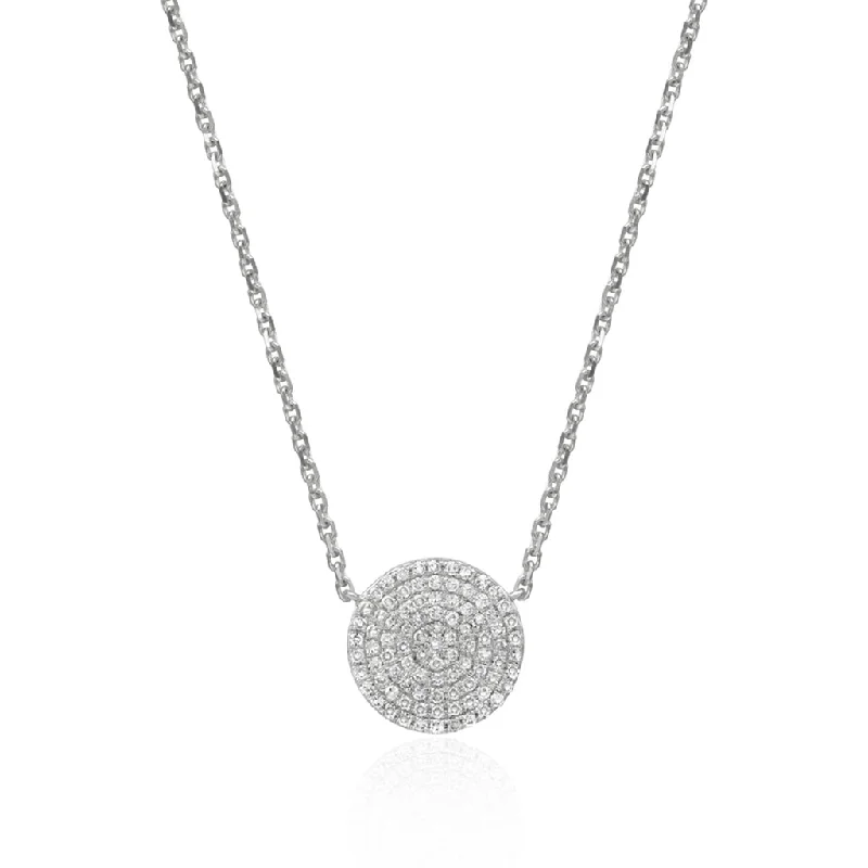 Vintage Necklaces-14K White Gold Natural Diamonds Contemporary Necklace